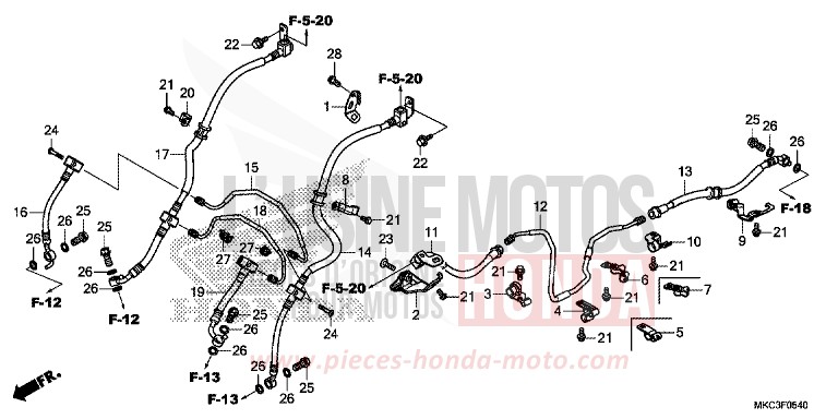 BRAKE HOSE/BRAKE PIPE for Gold Wing CANDY ARDENT RED (R367) from 2018
